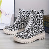 Luxe and Versatile: Women's Leopard Print Lace-Up Platform Ankle Boots – Set New Trends with Style and Comfort