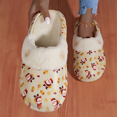 Festive Comfort: Warm Christmas Pattern Slippers – Cozy Slip-On Plush-Lined Shoes for Indoor Bliss