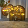 Elephant Baby 3D Wooden Art Carving LED Night Light: Exquisite Wood Carved Home Decor and Perfect Gift for Father's Day