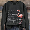 Flamboyant Flamingo: Women's Casual Crew Neck Sweatshirt with Drop Shoulder Design