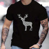 Christmas Deer Creative Pattern Men's T-Shirt: A Stylish Crew Neck Top for Outdoor Summer Wear