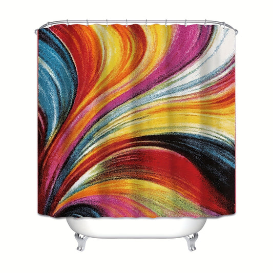 Vibrant Splash: Colors Waterproof Fabric Shower Curtain with Hooks - Revitalize Your Bathroom Décor!