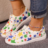 Stylish and Comfortable: Women's Colored Star-Printed Loafers - Casual Canvas Shoes for Fashionable Walking