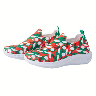 Festive Comfort: Christmas Print Non-Slip Running Shoes for Heightened Wear Resistance and Ultimate Comfort