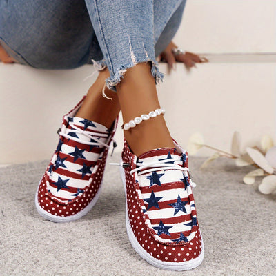 Stylish Women's Star Design Canvas Shoes - Lightweight and Comfortable Outdoor Footwear for the 4th of July