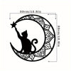 Cat and Moon Metal Art Sculpture: A Whimsical and Elegant Silhouette Decoration for Indoor and Outdoor Spaces