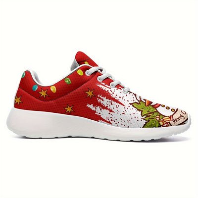 Festive Christmas Snowman and Lantern Pattern Women's Sneakers: Comfortable, Soft, and Stylish for Outdoor Adventures