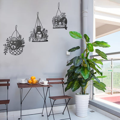 This Metal Art Cat Wall Hanging is the perfect whimsical addition to your home or garden. Crafted from durable metal, it is designed to withstand the elements while making a bold statement. Its intricate details and playful attitude will bring a unique atmosphere to any space.