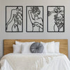 Contemporary Elegance: 3-Piece Metal Art Wall Sculptures - Minimalist Abstract Woman Line Art Decor for Bedroom, Kitchen, Bathroom, Living Room