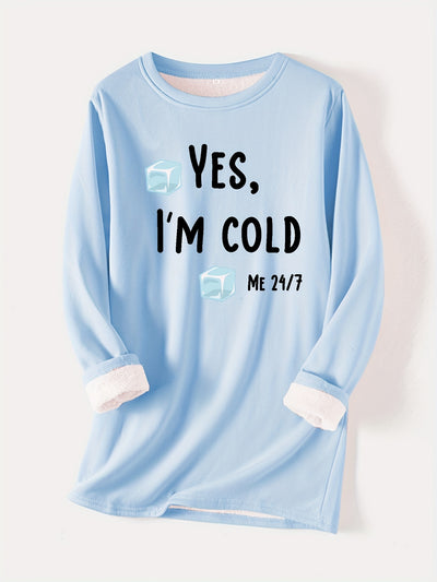 Fashionable and Cozy: Letter Ice Print Pullover Sweatshirt for Women's Fall/Winter Wardrobe