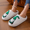 Cozy Cartoon Print Fuzzy Slippers: Slip-On Soft Sole Non-Slip Christmas Shoes for Winter Plush Comfort