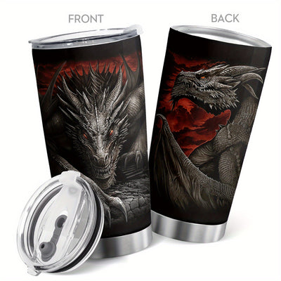 20oz Strong Dragon & Fire Lava Design Tumbler - Perfect Gift for Dad, Son, or Husband