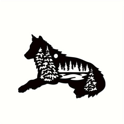 Lone Guardian: Night Forest and Wolf Metal Art Sign - A Majestic Wildlife Metal Sign for Nature Lovers and Art Enthusiasts - Perfect Housewarming & Christmas Gift