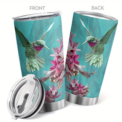 20oz Insulated Flower & Hummingbird Tumbler - The Perfect Valentine's Day Gift for the Special Woman in Your Life!