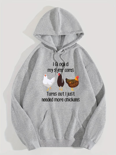 Be warm and stylish with the Cute and Cozy Cartoon Chicken Print Hoodie. Ideal for winter and fall, this hoodie features a classic cartoon print on a warm and comfortable cotton and polyester blend. Easy to care for, this hoodie will be an essential part of your wardrobe.