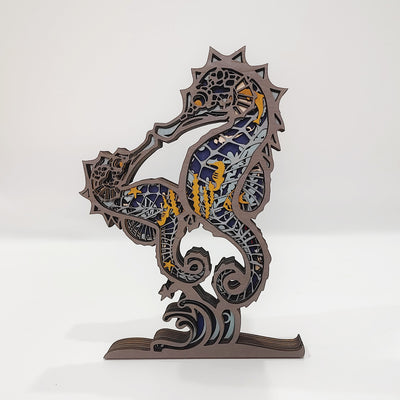 Seahorse Serenity: Exquisite 3D Wooden Art Carving for Home Decoration and Holiday Gifts