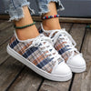 Stylish and Comfortable Women's Plaid Pattern Canvas Shoes: Casual Lace-Up Outdoor Sneakers for Lightweight, Low-Top Fashion