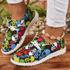 Halloween Pumpkin & Bat Print Women's Canvas Shoes, Casual Lace Up Outdoor Shoes, Lightweight Low Top Halloween Shoes