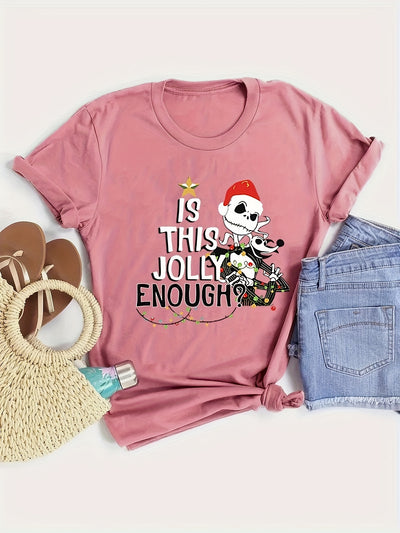 Christmas Skeleton: Festive and Stylish Short Sleeve T-Shirt for Women