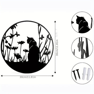 Elegant Metal Black Cat Silhouette Wall Art: The Perfect Gift for Cat Lovers