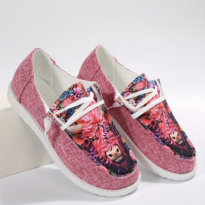 Bull Print Low-Top Walking Shoes: Stylish and Lightweight Casual Footwear for Women