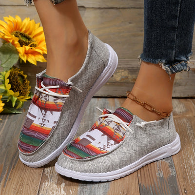 Made of durable canvas material, these low top lace up sneakers feature a modern geometric design. Lightweight and flexible, they provide breathable comfort and support for any casual occasion. Perfect for everyday wear and hassle-free style.