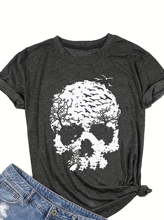 This unique Skull Halloween Pattern T-shirt is perfect for any casual occasion. Features a comfortable crew neck and short sleeves crafted from premium fabric for a luxurious feel. Perfect for any spooky season occasions.