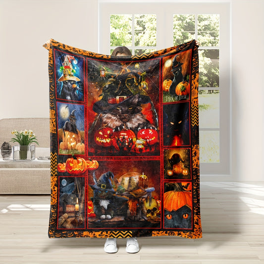 This cozy soft flannel blanket will make a perfect gift for any Halloween decor. Made from 100% polyester, this blanket is warm and comfortable for any couch, bed, sofa, camping or traveling. A perfect companion for your holiday season.
