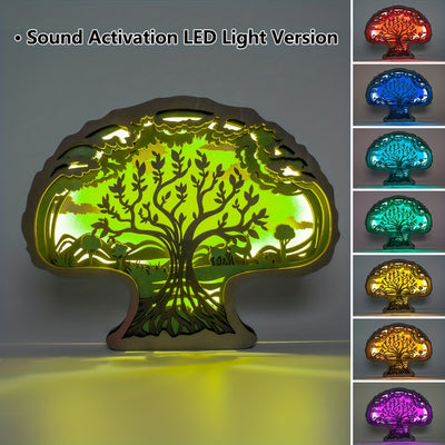 Elevate Your Decor with the Tree of Life 3D Wooden Art Carving: The Perfect Holiday Gift and Artistic Night Light