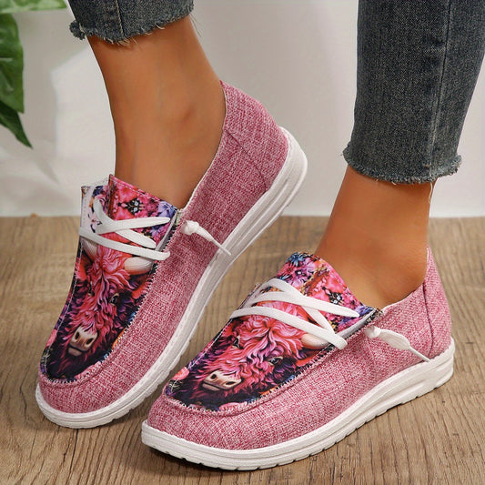 Bull Print Low-Top Walking Shoes: Stylish and Lightweight Casual Footwear for Women