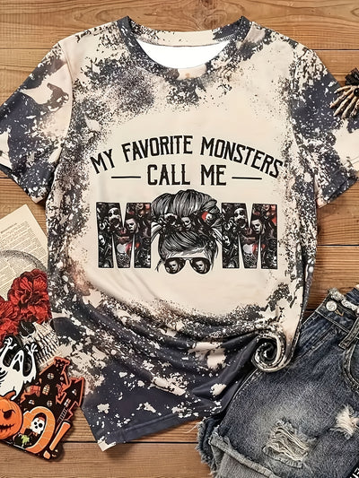 Vintage Call Me Mom T-shirt, Crew Neck Short Sleeve Loose My Favorite, Women's Clothing