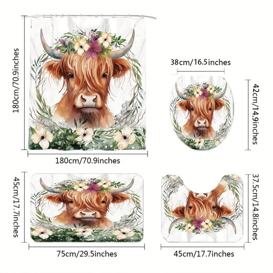 Cute Cow Floral Bathroom Set: Complete Your Bathroom Décor with Style and Functionality