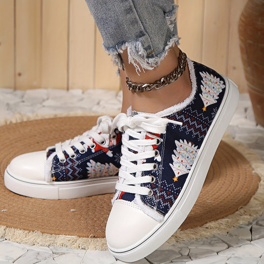 These lightweight, printed canvas shoes are specifically designed for Christmas and Halloween. Featuring lace-up fasteners and a breathable canvas upper, these stylish sneakers provide comfort and support while offering an eye-catching festive look. Perfect for the holiday season!