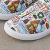 Festive Joy: Women's Christmas Style Canvas Sneakers - Casual Low Top Slip-On Flat Shoes for all Match Walking Trainers