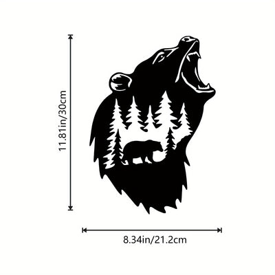 Wildly Roaring Elegance: Metal Art Bear Wall Decor for Wildlife Lovers