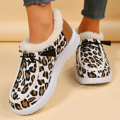 Women's Leopard Pattern Print Canvas Sneakers, Lightweight and Casual Footwear