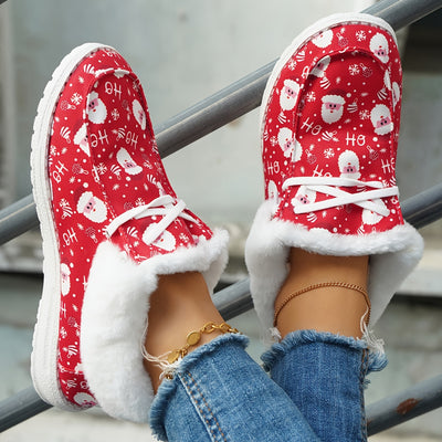 Winter Wonder: Women's Santa Claus Pattern Canvas Shoes - Stylish & Cozy Holiday Footwear