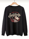 Playfully Spooky: Women's Plus Size Halloween Sweatshirt with Ghostly Slogan Print