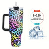 40oz 3D Pattern Large Stainless Steel Water Bottle with Handle and Straw Lid - Perfect for Milk, Tea, and Coffee - Heat Preservation Mug Cup with Handle