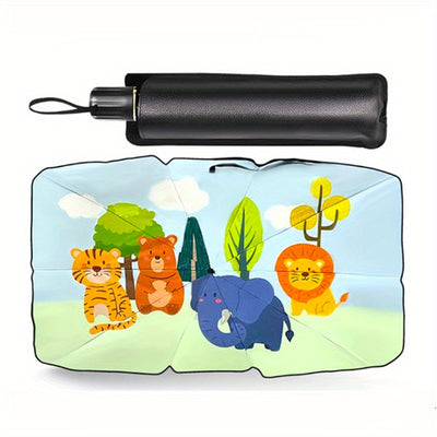 Retractable Cartoon Animal Car Windshield Sunshade: Protect Your Car from Heat and UV Rays with Style!