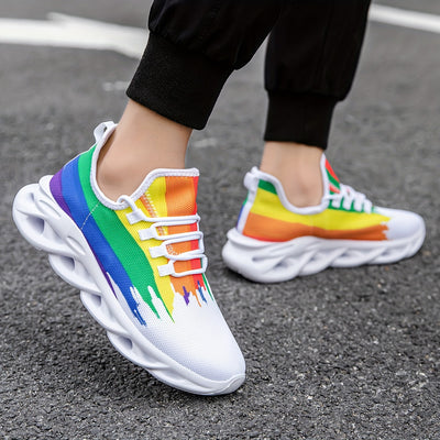 Stride in Style with Rainbow Slip-On Blade Sneakers: Odor-Resistant, Lightweight, and Breathable Athletic Shoes for Men