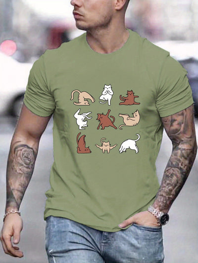 Cute Cats Pattern Print Men's Graphic Tee: A Playful Addition to Your Summer Wardrobe