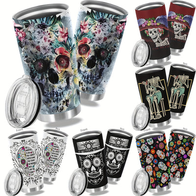 20oz Day of the Dead Stainless Steel Tumbler: Stylish and Insulated Travel Mug for Halloween Gifts