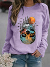 Spooky Chic: Halloween Skull Forest Print Sweatshirt - A Must-Have for Women's Casual Wear