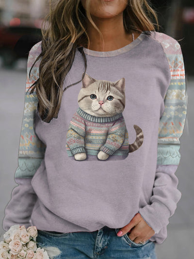 Experience ultimate comfort and cuteness with our Adorable Feline Frenzy sweatshirt. Made for women, this crew neck sweatshirt features a cute cat print, perfect for casual outings. With long sleeves and a drop shoulder design, it's both stylish and cozy.