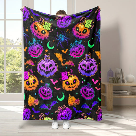 This Soft and Warm Halloween Blanket features a colorful pumpkin pattern and is perfect for the couch, sofa, bed, office, camping, and traveling. Crafted from high-quality materials, this blanket is sure to provide exceptional warmth and comfort for many years.