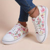 Halloween Rose & Skull Print Women's Flat Canvas Shoes, Casual Walking Sneakers