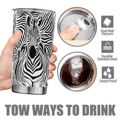 20oz Zebra Print Stainless Steel Tumbler: A Stylish and Practical Travel Mug for Perfect Gift Giving