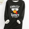 Adorable Turkey Print Pullover Sweatshirt: Cozy and Stylish Long Sleeve Sweatshirt for Women