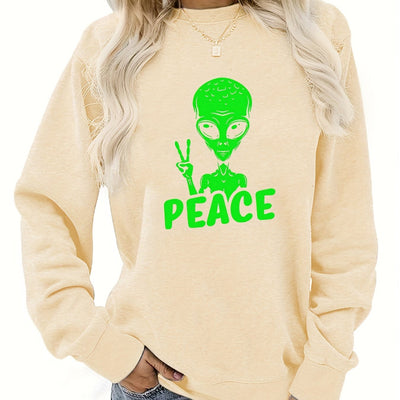 Halloween Skull Print Casual Sports Sweatshirts: Trendy Women's Pullover Sweatshirts for Sporty Style